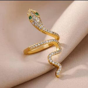 Adjustable Snake Ring for Women Gothic Boho Delicate Rhinestone Snake Animal